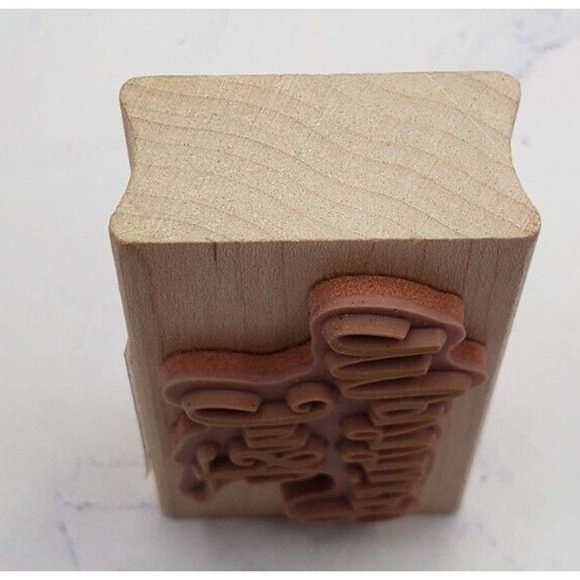 Just Married Elegant Script American Crafts Wood Mounted Rubber Stamp - Picture 5 of 7